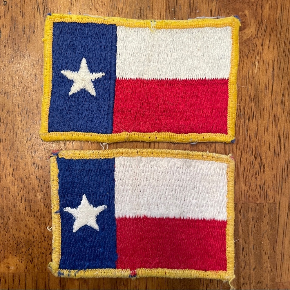2 VTG Texas Flag Sew On Patches Appliqués 3.25”x2.25”‎ Red White Blue S2:1 Gift